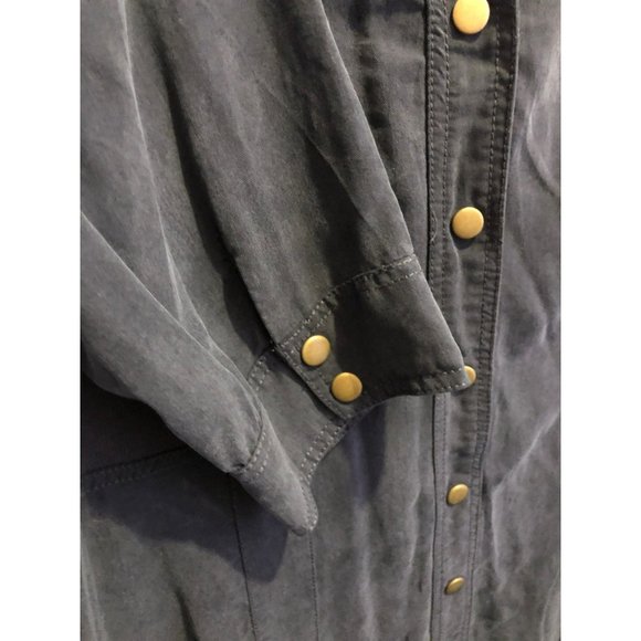 Soft Surroundings Snap Button Shirt Dress w/Ribbed Waist Sz L, LS - Picture 5 of 7